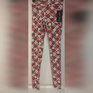 NWT, Red/Green/ Cream Plaid, Gnome, Christmas Leggings - Ladies Size Small